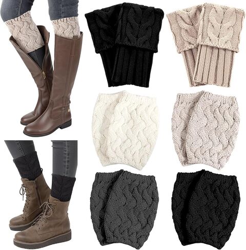 Geyoga 6 Pairs Fall Boot Socks for Women Autumn Autumn Boot Cuffs Toppers Toppers Short Leg Tharing for Girls in Kuwait