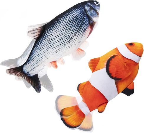 Tocirelo Cat Toys Fish with Catnip - 3Pack Cat Nip Toys للقطط الداخلية ، لعبة Krinker Kitten Kicker مع الجرس ، والأسماك الواقعة التفاعلية لمضغ القطط المملّة ، وأفخم متينة من أجل Kitty Beining in Kuwait