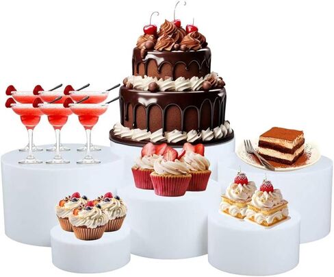 3Pcs Buffet Risers, Food Risers for Buffet, Acrylic Boxes for Display Round Riser Display Cases Acrylic Round Display Base in Saudi Arabia