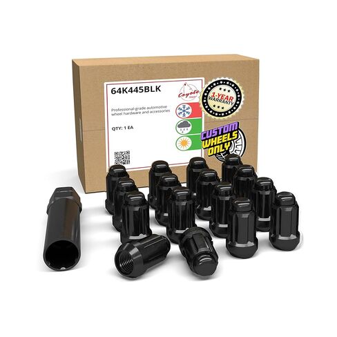 Wheel Accessories Parts Set of ATV/UTV 16 Blue 12x1.5 Lug Nuts 1.38" Long for Car Small Diameter Bulge Acorn Spline Lug Nuts Cone Seat Locking with Key (M12 x 1.5, Black) in Saudi Arabia