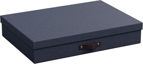 Bigso Sverker Fiberboard Legal/Art Storage Box - صندوق تخزين سجل القصاصات للأوراق والصور والمزيد - مربعات تذكار متينة مع مقبض الغطاء والجلد - 3.3in × 17.1 بوصة × 12.2 بوصة - أسود in Kuwait