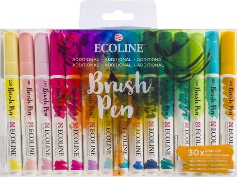 Ecoline Brush Pen Set of 15 Liquid Watercolor Pens – Basic Colors | Blendable Brush Markers for Hand Lettering, Drawing, & Crafts in Saudi Arabia