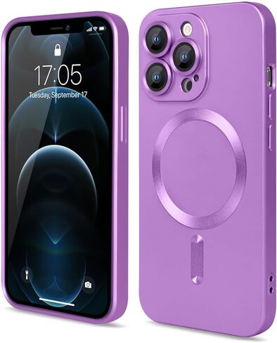 Magnetic for iPhone 12 Pro case, [Detachable Lens Protector] with Full Camera Protection Shockproof Matte Slim Soft Compatible with Magsafe Phone case for iPhone 12 Pro 6.1'', Pink in Saudi Arabia