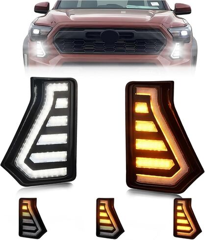 Sequential Front LED Fog Lights Assemblies for 2024 2025 Toyo-ta Tacoma Truck, Clear Lens Amber Turn Signal Light & White Daytime Running Light, [More Visibility] Turn Signal Fog Lamps, 1 Pair in Saudi Arabia