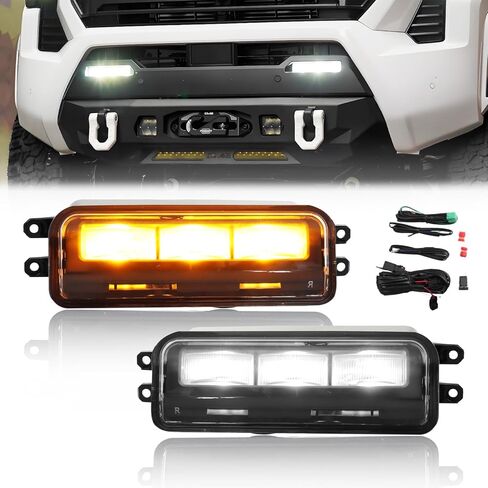 Sequential Front LED Fog Lights Assemblies for 2024 2025 Toyo-ta Tacoma Truck, Clear Lens Amber Turn Signal Light & White Daytime Running Light, [More Visibility] Turn Signal Fog Lamps, 1 Pair in Saudi Arabia