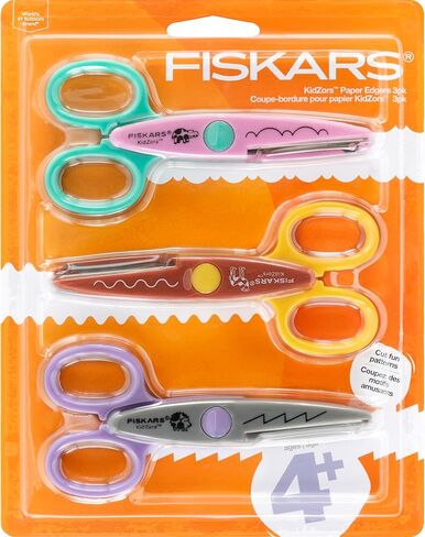 Fiskars Kidzors Paper Edgers مقص - مقص زخرفي للورق ، البطاقات ، والحرف ، لصياغة الإمدادات المدرسية ، 5 بوصات ، 3 عبوات in Saudi Arabia