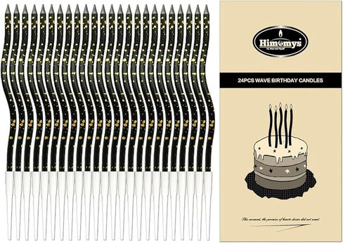 Gold Spiral Long Thin Birthday Candles for Cake – Metallic Cake Decorations, Happy Birthday Candles with Holders, Long Lasting & Safe (24, Gold) in Saudi Arabia