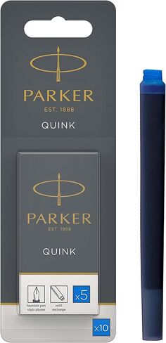 Parker QUINK Long Fountain Pen Ink Refill Cartridges, Black, 5 Count in Saudi Arabia