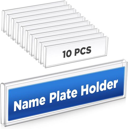 50 Pack Plastic Cubicle Name Plate Holder 8.5" Wide x 2" High Glass Wall Name Plate Holder Clear Acrylic Sign Display Stand for Home Office Business (Suitable for 1/4" Cubicle Wall) in Saudi Arabia