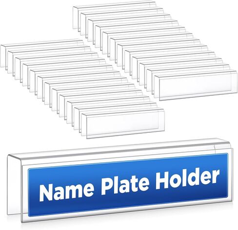 50 Pack Plastic Cubicle Name Plate Holder 8.5" Wide x 2" High Glass Wall Name Plate Holder Clear Acrylic Sign Display Stand for Home Office Business (Suitable for 1/4" Cubicle Wall) in Saudi Arabia