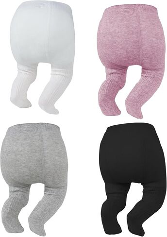Zando Baby Girl Tights Toddler Cable Knit Tights Cotton Leggings Stockings for Little Girls Pantyhose 3 Pack 0-4T in Saudi Arabia