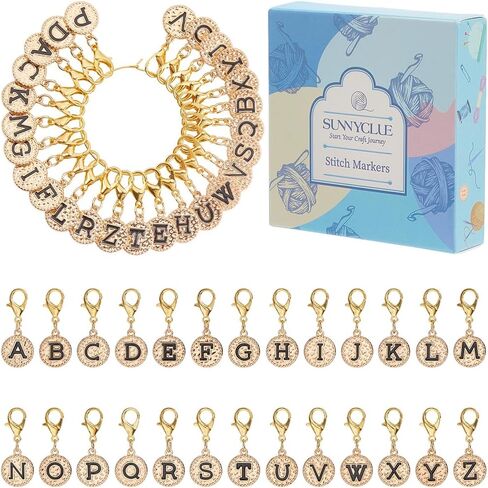 Sunnyclue 1 Box 52pcs 26 Styles Streth Tritch Markers Crochet Stitch Charms Alphabet ALPHABET A TO Z CAPITAL in Saudi Arabia
