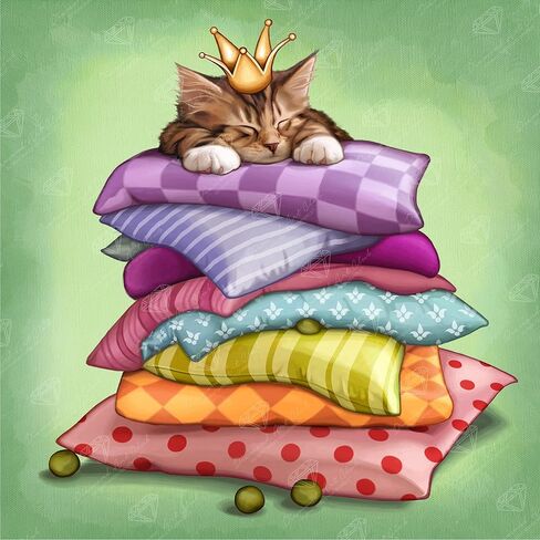Diamond Art Club Meko The Cat Diamond Painting Kit ، Fun Diy Crafts للبالغين ، قماش فن الماس المستدير للمبتدئين ، 13 "× 13" (33 سم × 33 سم) in Kuwait