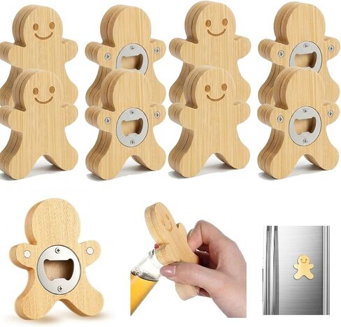VESICI 24 PCS فتاحة الزجاجة المغناطيسية 2.5 بوصة DIY الخيزران على شكل قلب فتحات البيرة فتحات الخشب الثلاجة غنطة الثلاجة هدية لمحبي البيرة الزفاف ضيوف الحفلات الحفلات (الشكل المستدير) in Kuwait