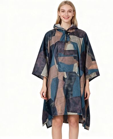 Hooded Rain Poncho for Adults - Waterproof Rain Coat and Lightweight Jacket 3-in-1 Multi-Function with Pockets in Saudi Arabia