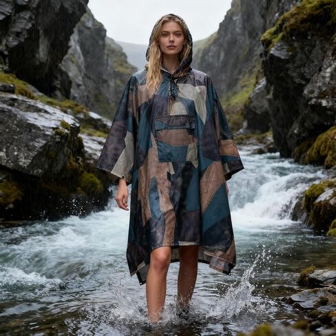 Hooded Rain Poncho for Adults - Waterproof Rain Coat and Lightweight Jacket 3-in-1 Multi-Function with Pockets in Saudi Arabia