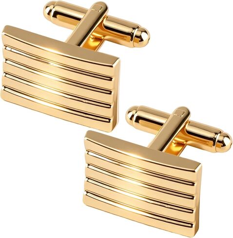2 حزمة Silver Classic Cufflinks للرجال ، 2025 Classic Plated Rectangle Cufflinks فاخرة قميص الكفة رابط للرجال الصلب الزفاف هدية الأعمال الرسمية (Silver) in Kuwait