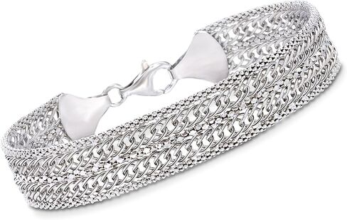 Ross-Simons Italian Sterling Silver Popcorn-Chain and Curb-Link Bracelet in Saudi Arabia
