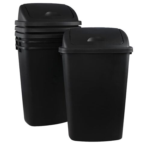 Ramddy 6 Gallon Kitchen Swing Top Garbage Can, 4-Pack Plastic Trash Can with Swing Lid, Black in Kuwait
