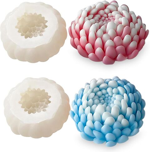 Wehous 2PCS Thick Daisy Flower Candle Molds for Candle Making Daisy Flower Silicone Fondant Chocolate Cake Decor Molds 3D Floral Resin Candle Soap Polymer Clay Mold DIY Art Craft Table Home Decor in Saudi Arabia