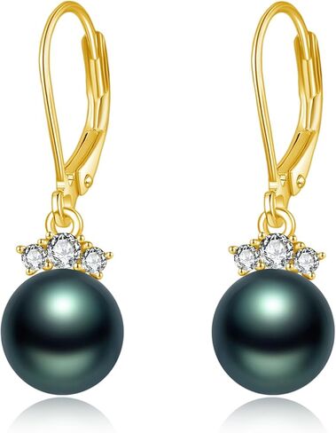 Tahitian Black Pearl arring AAAAA GRAGE TAHITIAN Black Pearl 925 Sterling Silver Jewelry Gift for زوجة أمي صديقة هدية لعيد عيد الميلاد عيد الحب in Saudi Arabia