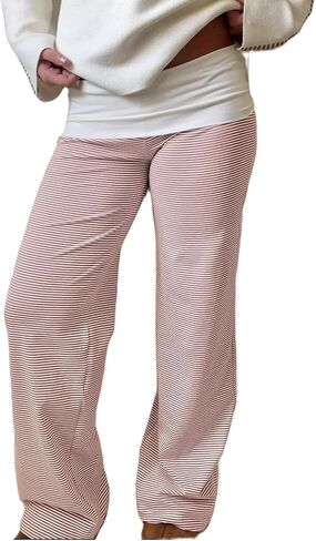 Fold Over Yoga Pants for Women Wide Leg Sweatpants Lounge Low Waist Flare Leggings Bell Bottoms Teen Girls Pants in Kuwait