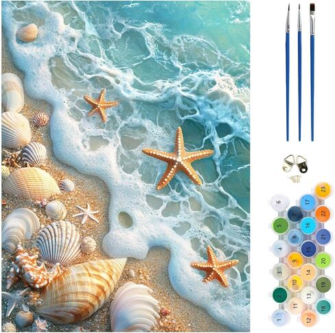 MEIYUDA Lemon Paint by Numbers Kit, Seascape Paint by Numbers for Adults Beginners, Lemon Flowers DIY Acrylic Oil Painting by Number on Canvas for Gift Home Wall Decor 12x16in in Kuwait