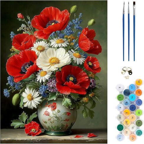 MEIYUDA Lemon Paint by Numbers Kit, Seascape Paint by Numbers for Adults Beginners, Lemon Flowers DIY Acrylic Oil Painting by Number on Canvas for Gift Home Wall Decor 12x16in in Kuwait