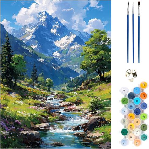 MEIYUDA Lemon Paint by Numbers Kit, Seascape Paint by Numbers for Adults Beginners, Lemon Flowers DIY Acrylic Oil Painting by Number on Canvas for Gift Home Wall Decor 12x16in in Kuwait