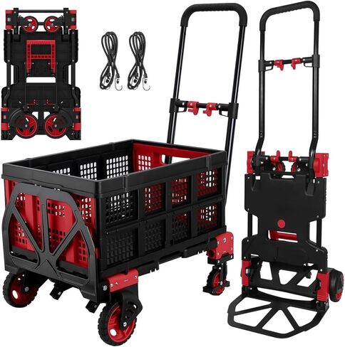 KEQIKAI Folding Hand Truck 200LBS Capacity - Aluminum Dolly Cart with Telescoping Handle, Collapsible Utility Trolley for Moving Luggage Grocery Shopping & Airport Travel in Kuwait