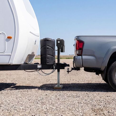 VEVOR Electric Trailer Jack, 5000 lbs, Heavy Duty RV Electric Power Tongue Jack with 2 Way Connector, Manual Crank Handle & Weatherproof Jack Cover, 10"-28.3" Lift, for RVs, Trailers & Campers, Black in Saudi Arabia