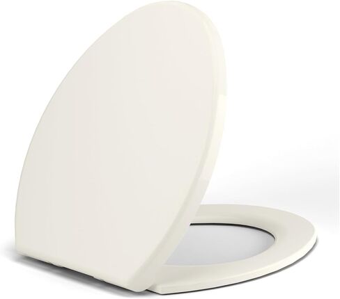 Elongated(Oval) Toilet Seat, Quick-Attach Hardware Metal Hinges, Heavy Duty, Slow Soft and Quiet Close, Durable and Sturdy, Easy to clean, Fits Elongated(Oblong) Toilets, White(18.5″) in Kuwait