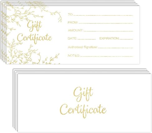 Blank Gift Certificates for Business Flowers Bloom Certificate Cards, Vouchers Coupon Card for Wedding Restaurant Salon Spa Birthday Party, 25 PCS 8x3.5 inches Card -02 in Saudi Arabia