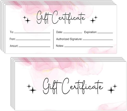 Blank Gift Certificates for Business Flowers Bloom Certificate Cards, Vouchers Coupon Card for Wedding Restaurant Salon Spa Birthday Party, 25 PCS 8x3.5 inches Card -02 in Saudi Arabia