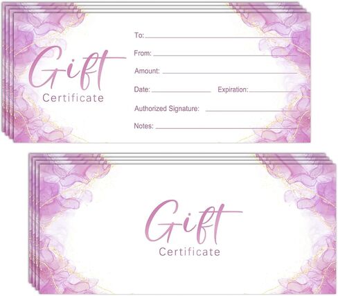 Blank Gift Certificates for Business Flowers Bloom Certificate Cards, Vouchers Coupon Card for Wedding Restaurant Salon Spa Birthday Party, 25 PCS 8x3.5 inches Card -02 in Saudi Arabia