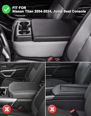 KBH Center Censole Cover Cover for Nissan Titan 2004-2024 ، Jump Seat ، Polyester Fabric ، Middle Console Lid Protector ، Black in Saudi Arabia