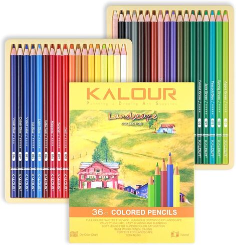 Kalour PDAs 36 قطعة مجموعة قلم رصاص بلون بلون الأزرق ، وأقلام رصاص خشبية مسبقة للبالغين للفنانين البالغين المبتدئين كتب التلوين الرسم والرسم in Kuwait