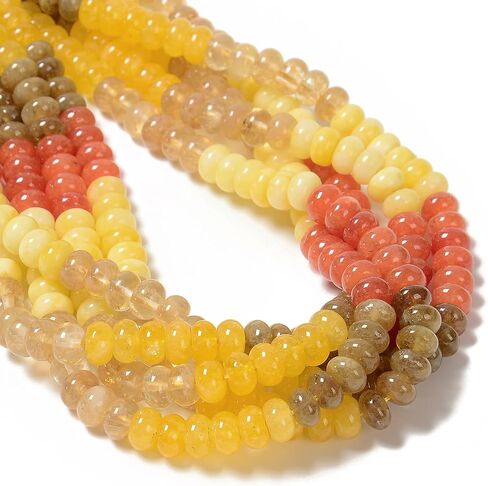 JM Design 12-5x8mm Multi-Color Dyed Jade Gemstone Bead Smooth Rondelle DIY Gemstone Spacer Beads for Bracelets Jewelry Making Adults in Saudi Arabia