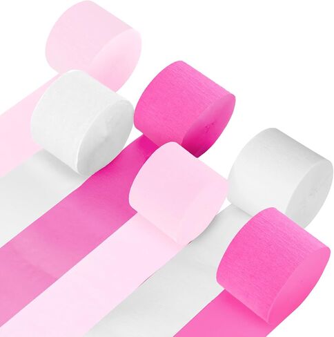 MAQIHAN Pink Party Crepe Paper Streamers - 6 Rolls 492ft Crepe Paper Valentine's Mother's Day Christmas Bachelorette Engagement Party Wedding Birthday Pink Themed Girl's Day Baby Shower Party Decor in Saudi Arabia