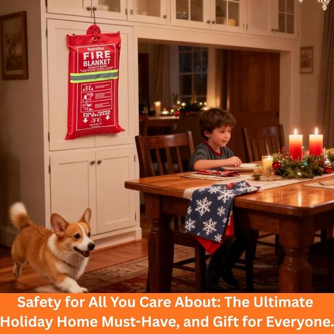 Silicone-coated Fire Blanket for Home and Kitchen | 2 Pack 40"x40" Skin-friendly Emergerncy Fire Blanket | Glow-in-the-dark Design | Housewarming Gift for Loved Ones in Saudi Arabia