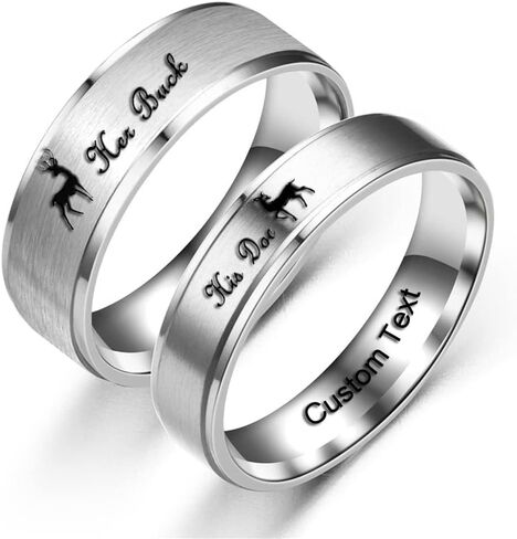 Customize Her Buck His Doe Elk Couples Rings Promise Ring Inside Can Engraved Band Rings Wedding Rings Titanium Stainless Steel 8mm 6mm 6-13# in Kuwait