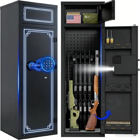 Karini 12 Gun Safe for Rifle and Pistols Gun Cabinets for Rifles and Shotguns Quick Access Rifle Safe for Home Long Gun Safe Clearance Gun Locker with Lockbox Adjustable Shelf Gun Rack in Saudi Arabia