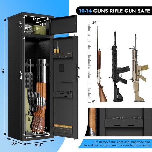 Karini 12 Gun Safe for Rifle and Pistols Gun Cabinets for Rifles and Shotguns Quick Access Rifle Safe for Home Long Gun Safe Clearance Gun Locker with Lockbox Adjustable Shelf Gun Rack in Saudi Arabia