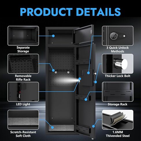 Karini 12 Gun Safe for Rifle and Pistols Gun Cabinets for Rifles and Shotguns Quick Access Rifle Safe for Home Long Gun Safe Clearance Gun Locker with Lockbox Adjustable Shelf Gun Rack in Saudi Arabia