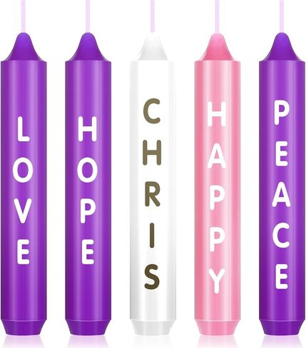 5 Pieces Advent Candles Christmas Advent Candles with Words Hope Peace Love Joy Christmas Advent Seasonal Celebration Candles for Holiday Decoration (5 Inch) in Saudi Arabia