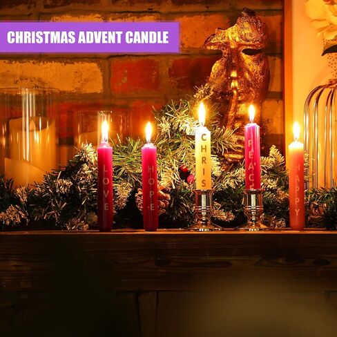5 Pieces Advent Candles Christmas Advent Candles with Words Hope Peace Love Joy Christmas Advent Seasonal Celebration Candles for Holiday Decoration (5 Inch) in Saudi Arabia