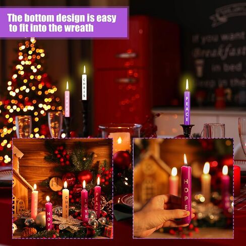 5 Pieces Advent Candles Christmas Advent Candles with Words Hope Peace Love Joy Christmas Advent Seasonal Celebration Candles for Holiday Decoration (5 Inch) in Saudi Arabia