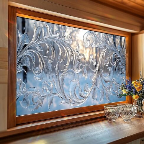Geometric Stained Glass Window Film 17.7 x 39.3 Inch No Glue Static Cling Yellow Orange Decorative Privacy Film for Home Kitchen Bathroom Door Transom Glass Panel in Saudi Arabia