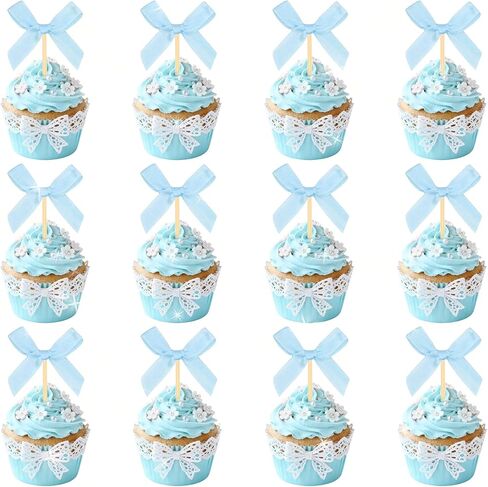 24 PCS أسود القوس كب كيك أعلى القبعات coquette أقواس كعكة توبيبر ديكور عيد ميلاد فتاة coquette زفاف دش العازبة دش الطفل in Saudi Arabia
