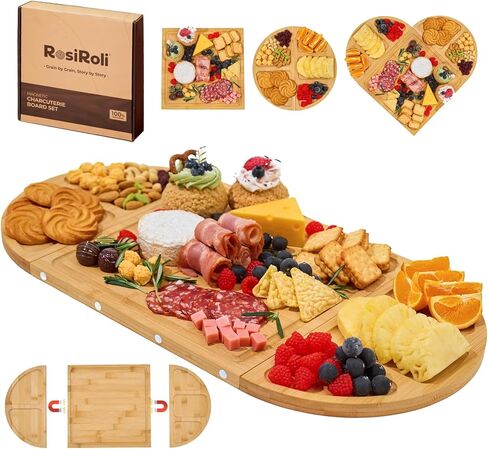 لوحة Charcuterie ومجموعة التقديم - صينية جبن الخيزران الطبيعية مجموعة علبة الوجبات الخفيفة مع هدايا مغناطي in Saudi Arabia